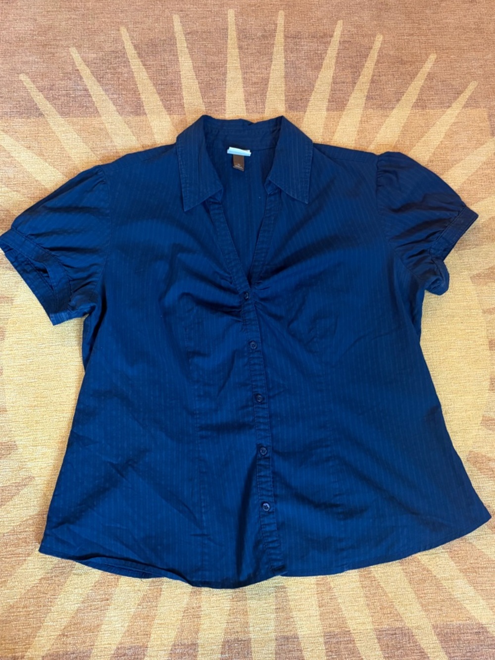 Sonoma Navy Short-Sleeve Button-Front Shirt